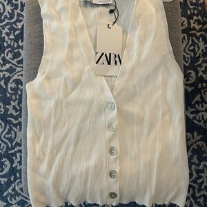 Zara button down vest top